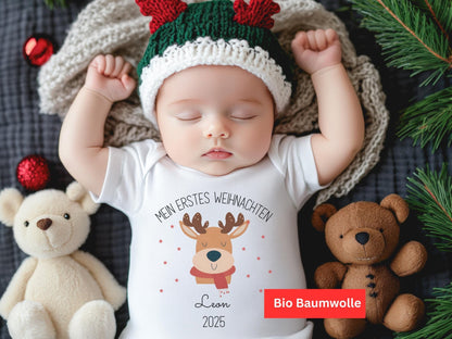 Babybody Mein erstes Weihnachten Personalisiert aus Bio-Baumwolle, Baby Weihnachtsgeschenk