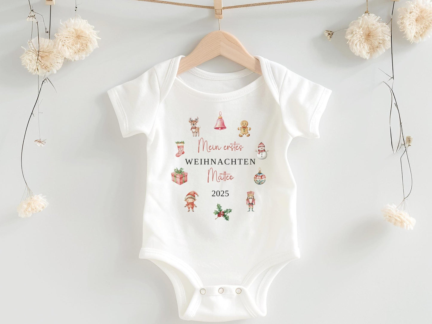 Personalisierter Babybody Weihnachten - Geschenke Mein erstes Weihnachten Outfit Baby - Weihnachtsgeschenk Bio Baby Body aus Baumwolle
