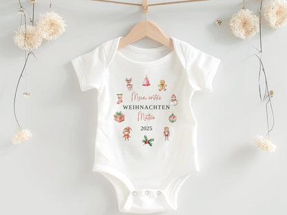 Personalisierter Babybody Weihnachten - Geschenke Mein erstes Weihnachten Outfit Baby - Weihnachtsgeschenk Bio Baby Body aus Baumwolle