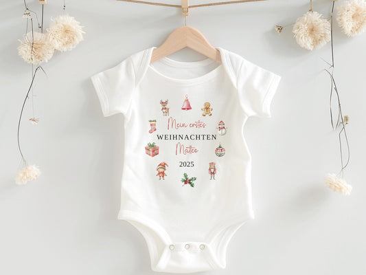 Personalisierter Babybody Weihnachten - Geschenke Mein erstes Weihnachten Outfit Baby - Weihnachtsgeschenk Bio Baby Body aus Baumwolle