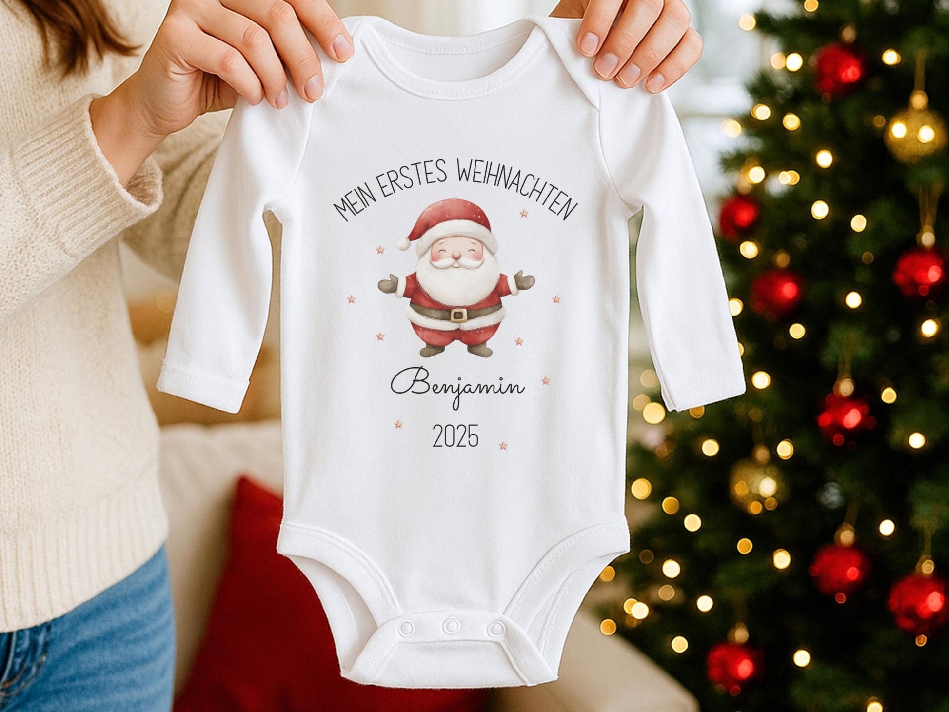 Personalisierter Babybody Weihnachten - Geschenke Mein erstes Weihnachten Outfit Baby - Weihnachtsgeschenk Bio Baby Body aus Baumwolle