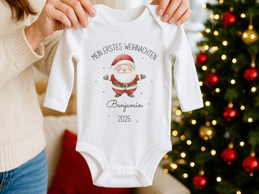 Personalisierter Babybody Weihnachten - Geschenke Mein erstes Weihnachten Outfit Baby - Weihnachtsgeschenk Bio Baby Body aus Baumwolle