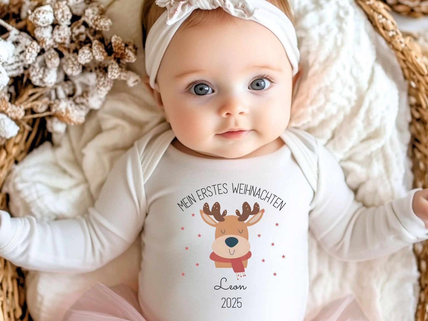 Babybody Mein erstes Weihnachten Personalisiert aus Bio-Baumwolle, Baby Weihnachtsgeschenk