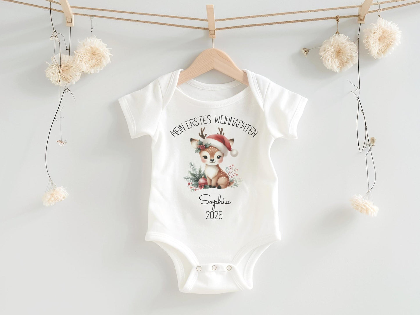 Personalisierter Babybody Weihnachten - Geschenke Mein erstes Weihnachten Outfit Baby - Weihnachtsgeschenk Bio Baby Body aus Baumwolle