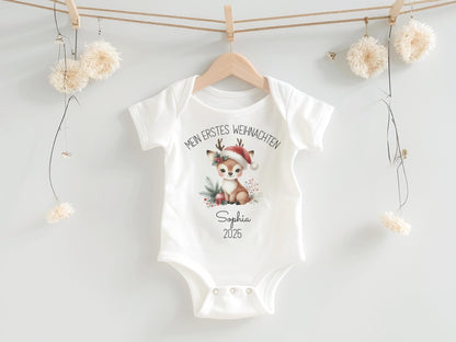 Personalisierter Babybody Weihnachten - Geschenke Mein erstes Weihnachten Outfit Baby - Weihnachtsgeschenk Bio Baby Body aus Baumwolle