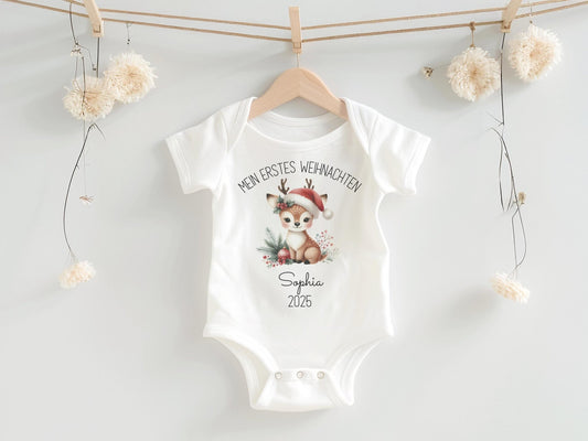 Personalisierter Babybody Weihnachten - Geschenke Mein erstes Weihnachten Outfit Baby - Weihnachtsgeschenk Bio Baby Body aus Baumwolle