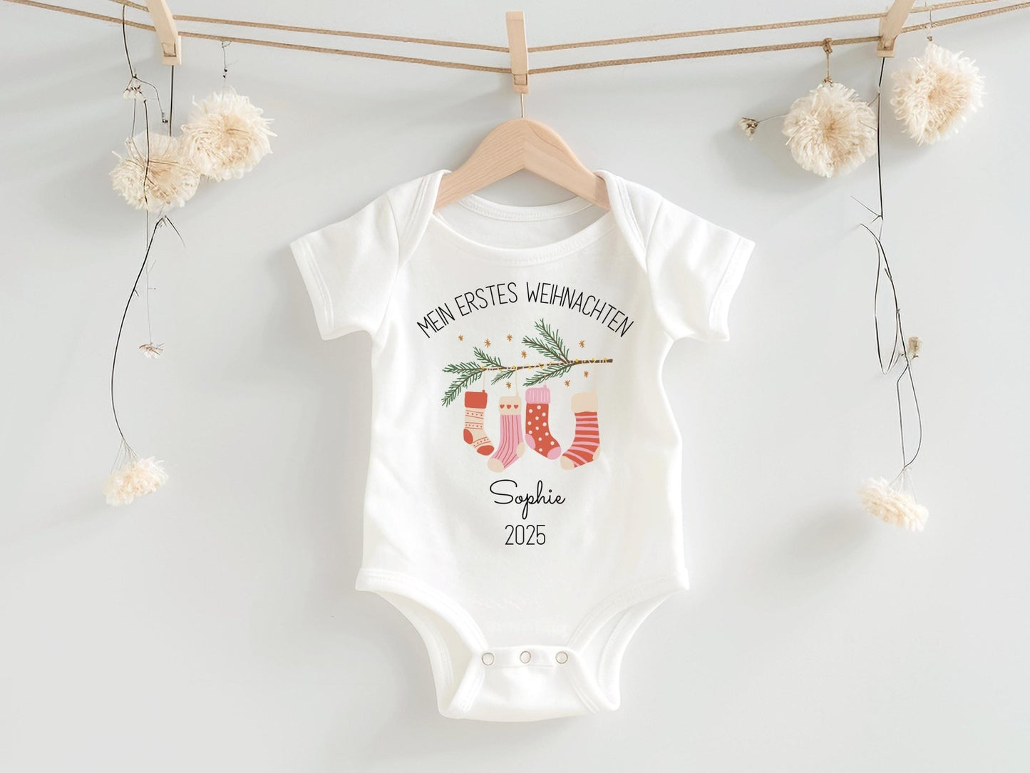 Personalisierter Babybody Weihnachten - Geschenke Mein erstes Weihnachten Outfit Baby - Weihnachtsgeschenk Bio Baby Body aus Baumwolle