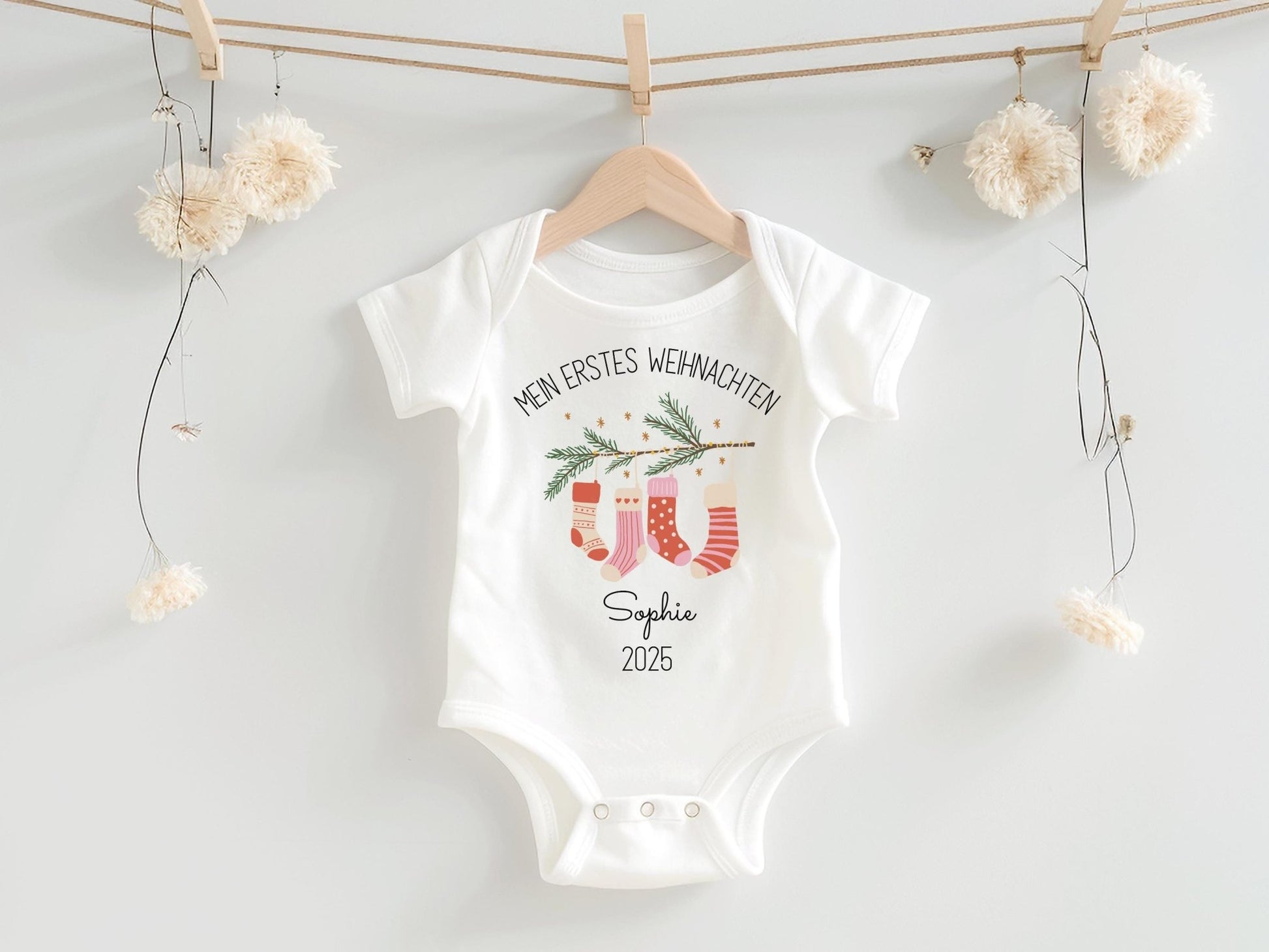 Personalisierter Babybody Weihnachten - Geschenke Mein erstes Weihnachten Outfit Baby - Weihnachtsgeschenk Bio Baby Body aus Baumwolle
