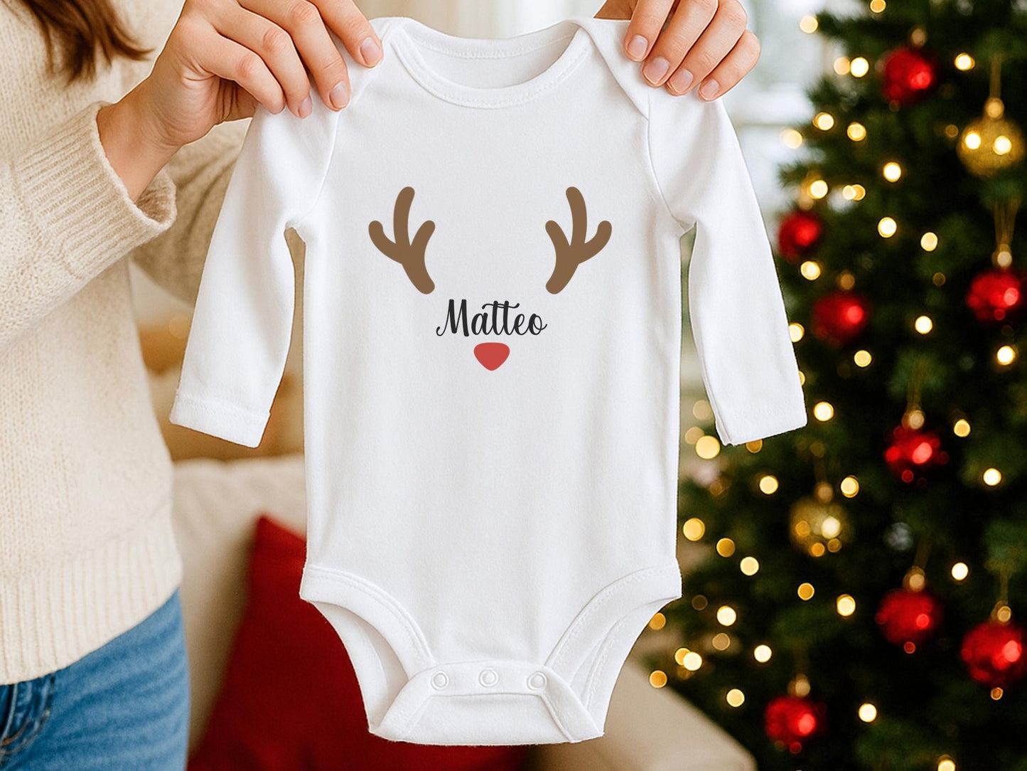 Personalisierter Babybody Weihnachten - Geschenke Mein erstes Weihnachten Outfit Baby - Weihnachtsgeschenk Bio Baby Body aus Baumwolle