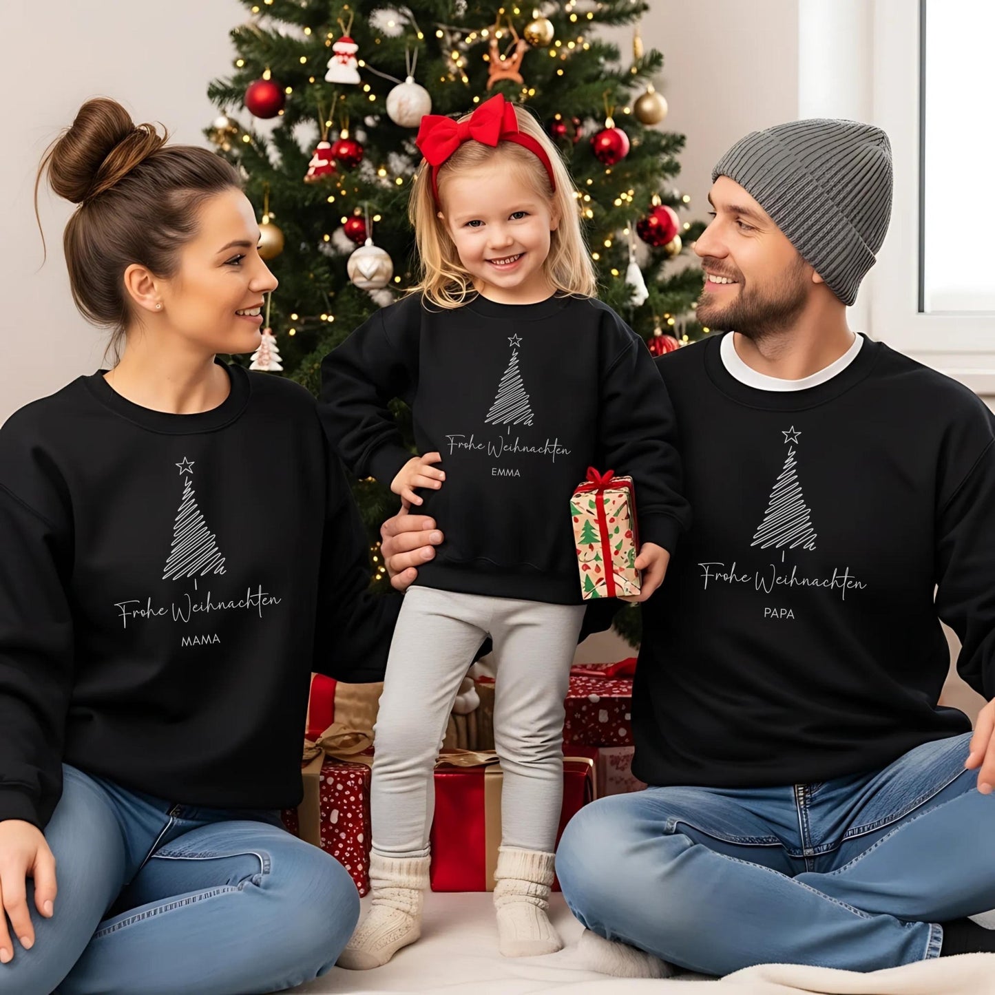 Personalisierter Weihnachts - Pullover für die Familie, Weihnachten - Partnerlook mit Namen