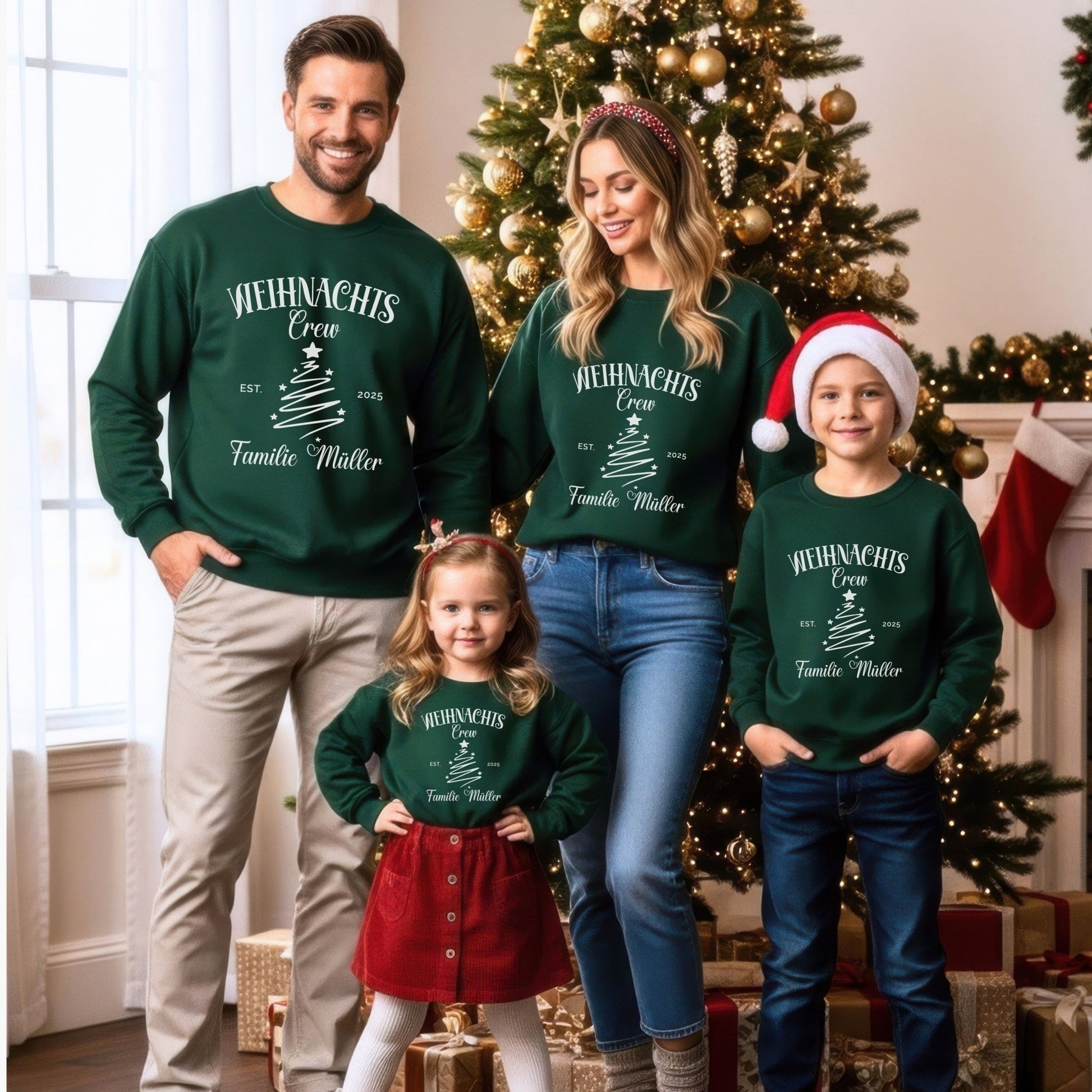 Personalisierter Weihnachtspullover für die Familie, Geschwister Weihnachts - Outfit und Partnerlook