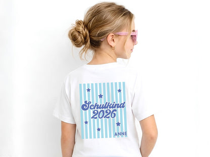 Schulkind T-Shirt mit Streifen personalisiert zur Einschulung - Mamas & Minis