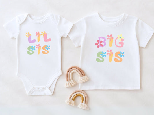 T-Shirt & Babybody Big Sis, Lil Sis, Big Bro, Lil Bro Geschwister Set - Mamas & Minis