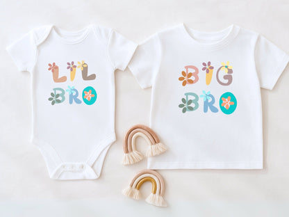 T-Shirt & Babybody Big Sis, Lil Sis, Big Bro, Lil Bro Geschwister Set - Mamas & Minis