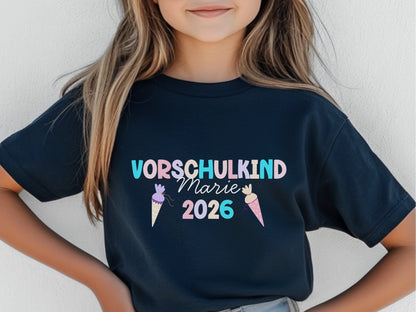 Vorschulkind Shirt 2026 Personalisiert, Einschulung Geschenk, Schulanfang T-shirt Vorschule