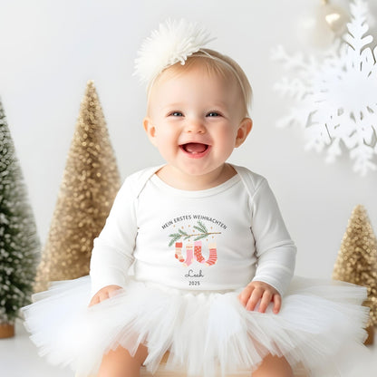 Weihnachts - Shirts für die Familie Personalisiert, Mein Erstes Weihnachten - Partnerlook aus Baumwolle, Geschwister Outfit