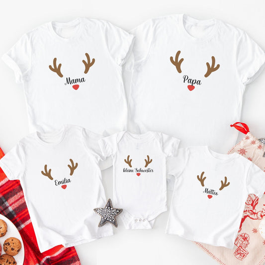 Weihnachts - Shirts für die Familie Personalisiert, Weihnachten - Partnerlook aus Baumwolle, Geschwister Outfit Großer Bruder kleiner Bruder