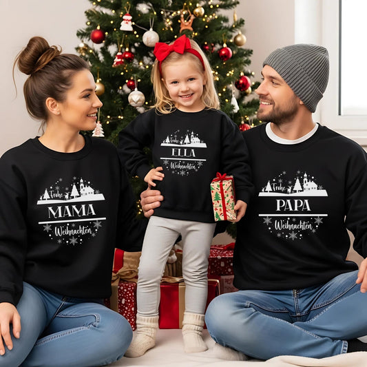 Weihnachts - Shirts für die Familie Personalisiert, Weihnachtsoutfits für Geschwister, Mama, Papa, Mini, Baby Weihnachten Partnerlook T-Shirt