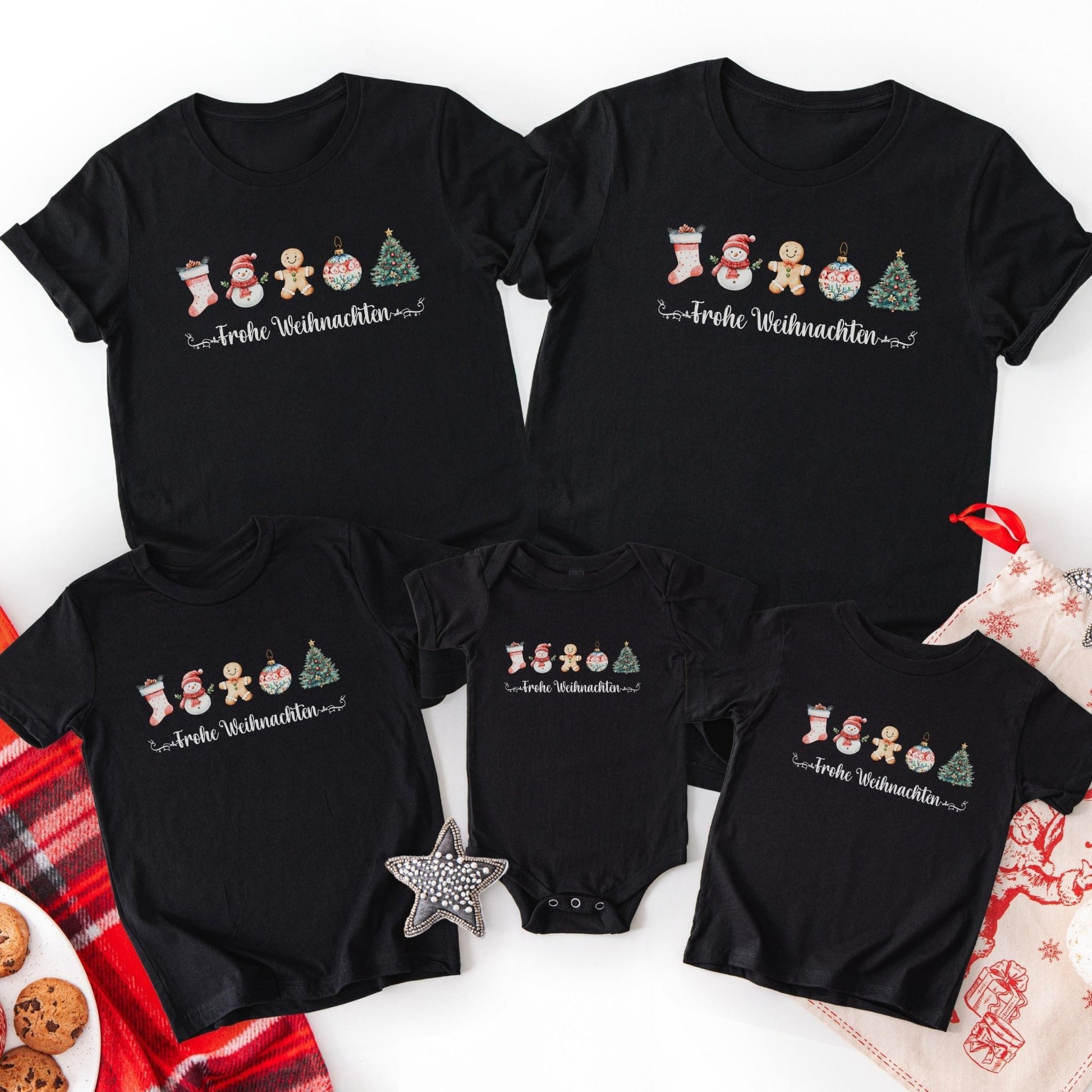 Weihnachts - Shirts für die Familie, Weihnachten - Partnerlook Shirts aus Baumwolle, Geschwister Weihnachts - Outfit