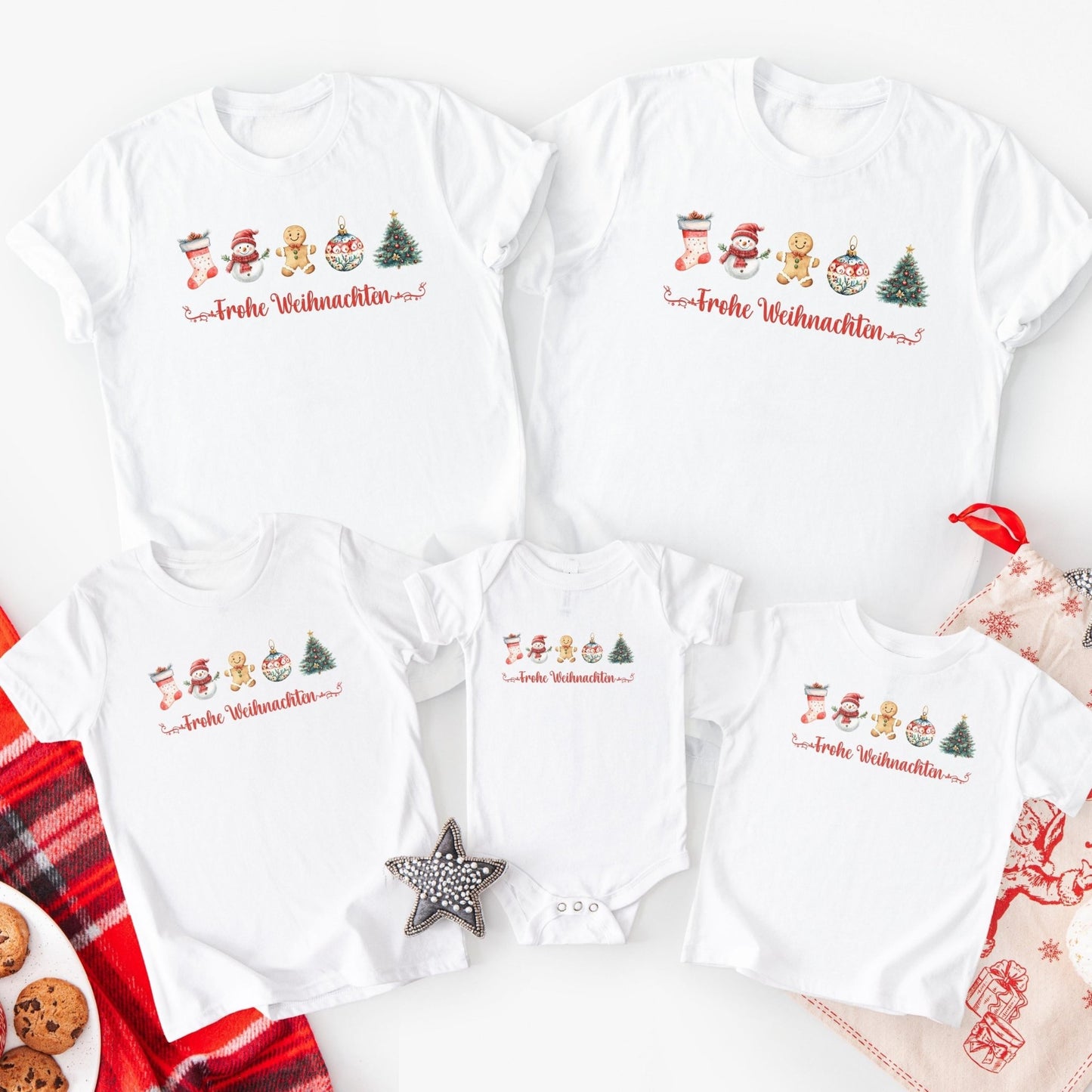 Weihnachts - Shirts für die Familie, Weihnachten - Partnerlook Shirts aus Baumwolle, Geschwister Weihnachts - Outfit