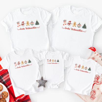 Weihnachts - Shirts für die Familie, Weihnachten - Partnerlook Shirts aus Baumwolle, Geschwister Weihnachts - Outfit