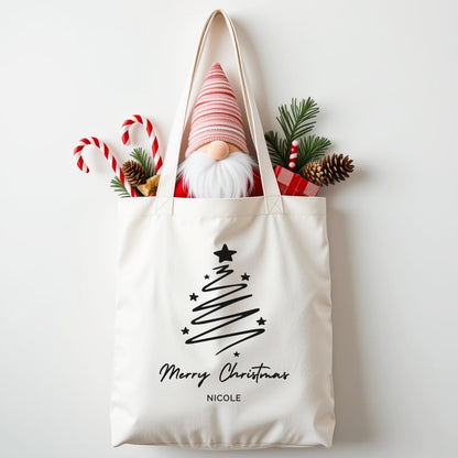 Weihnachts Tasche aus Baumwolle Personalisiert Tragetasche als Mitarbeitergeschenk Nachhaltige Geschenkverpackung Stoffbeutel Weihnachten