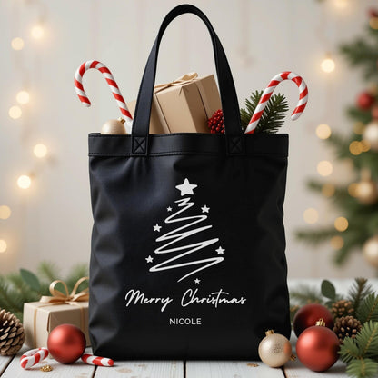 Weihnachts Tasche aus Baumwolle Personalisiert Tragetasche als Mitarbeitergeschenk Nachhaltige Geschenkverpackung Stoffbeutel Weihnachten