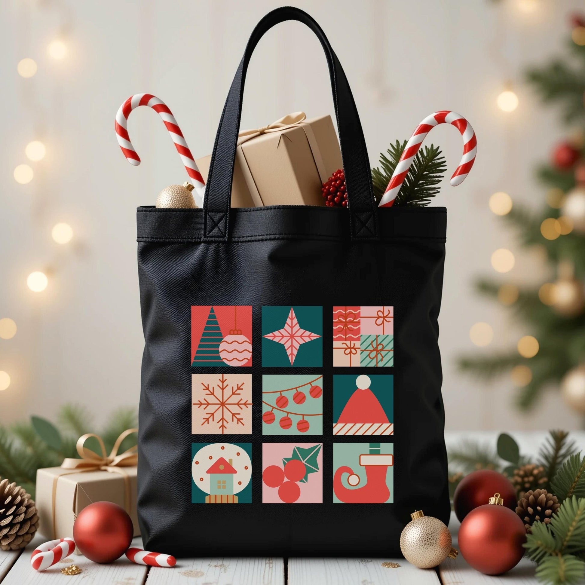 Weihnachts Tasche aus Baumwolle Stofftasche als Geschenk für Freunde, Familie und Kollegen, Nachhaltige Geschenkverpackung