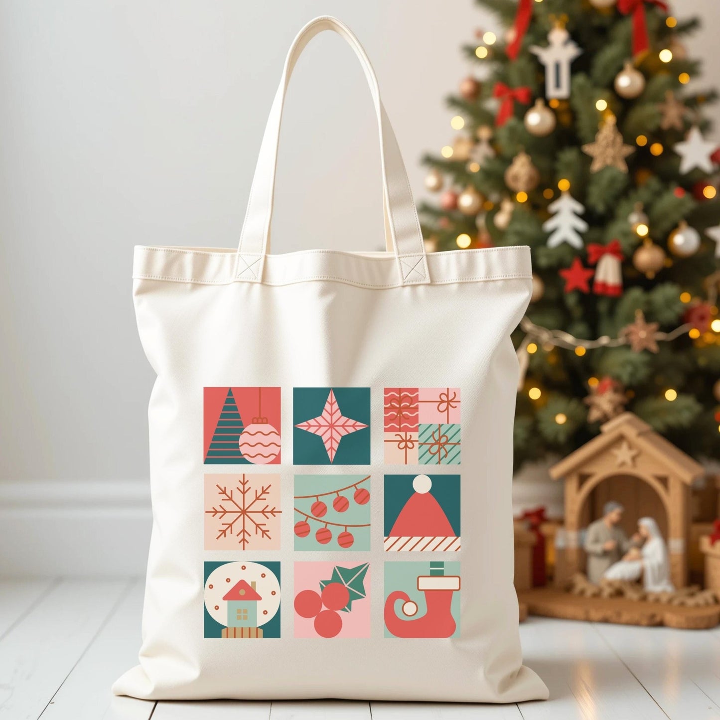 Weihnachts Tasche aus Baumwolle Stofftasche als Geschenk für Freunde, Familie und Kollegen, Nachhaltige Geschenkverpackung