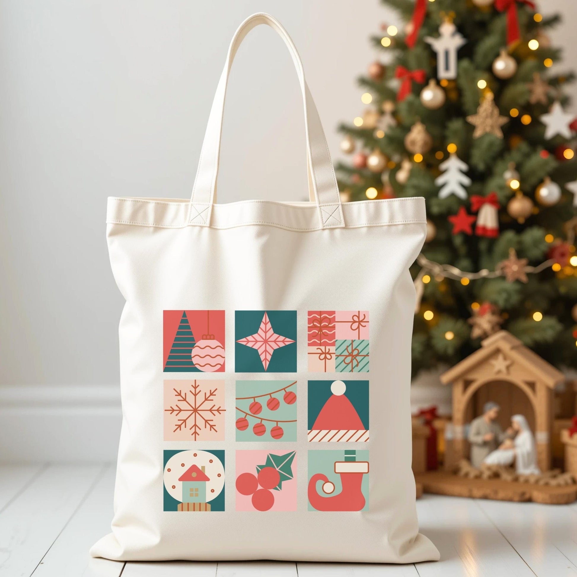 Weihnachts Tasche aus Baumwolle Stofftasche als Geschenk für Freunde, Familie und Kollegen, Nachhaltige Geschenkverpackung