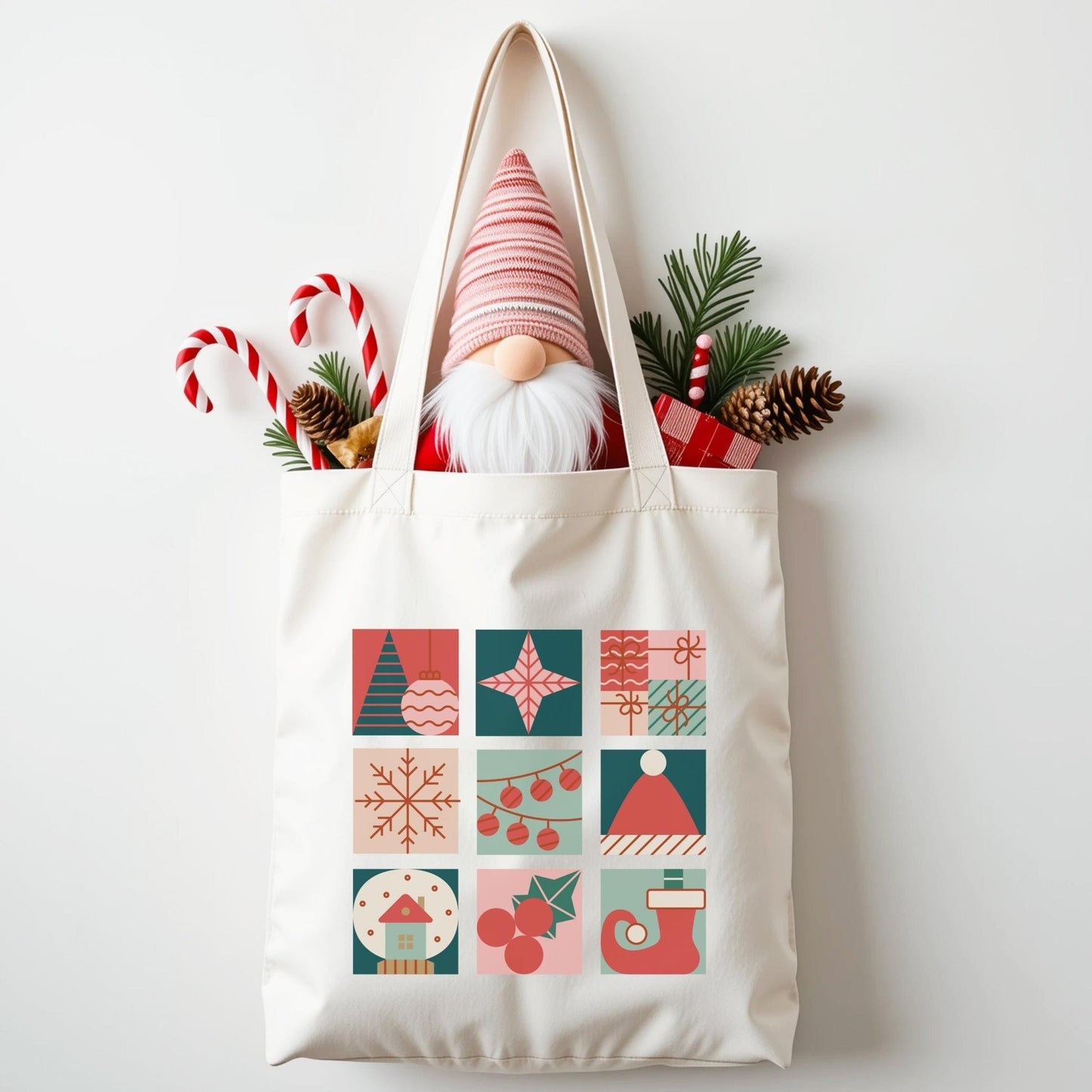 Weihnachts Tasche aus Baumwolle Stofftasche als Geschenk für Freunde, Familie und Kollegen, Nachhaltige Geschenkverpackung