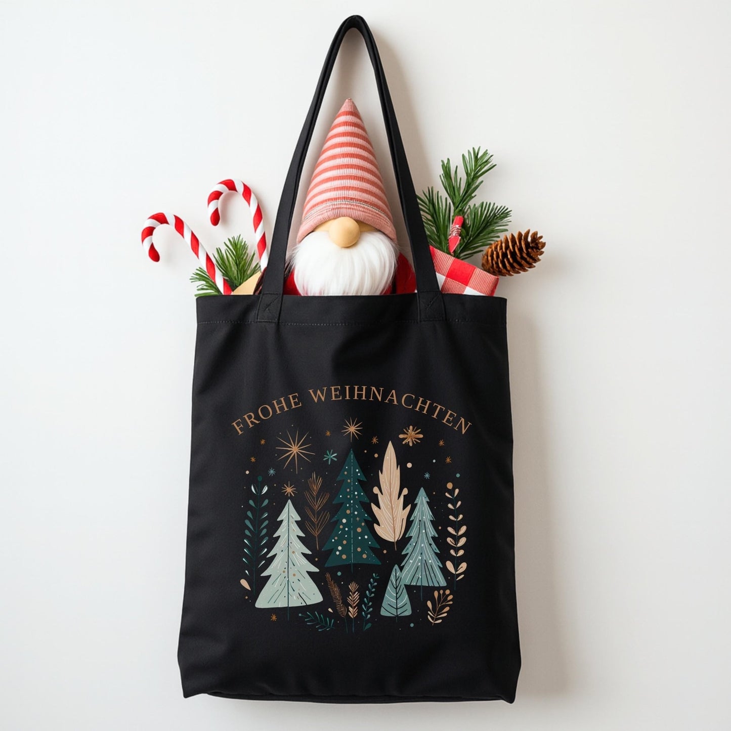 Weihnachts Tasche aus Baumwolle Tragetasche als Mitarbeitergeschenk Nachhaltige Geschenkverpackung Stoffbeutel Weihnachten