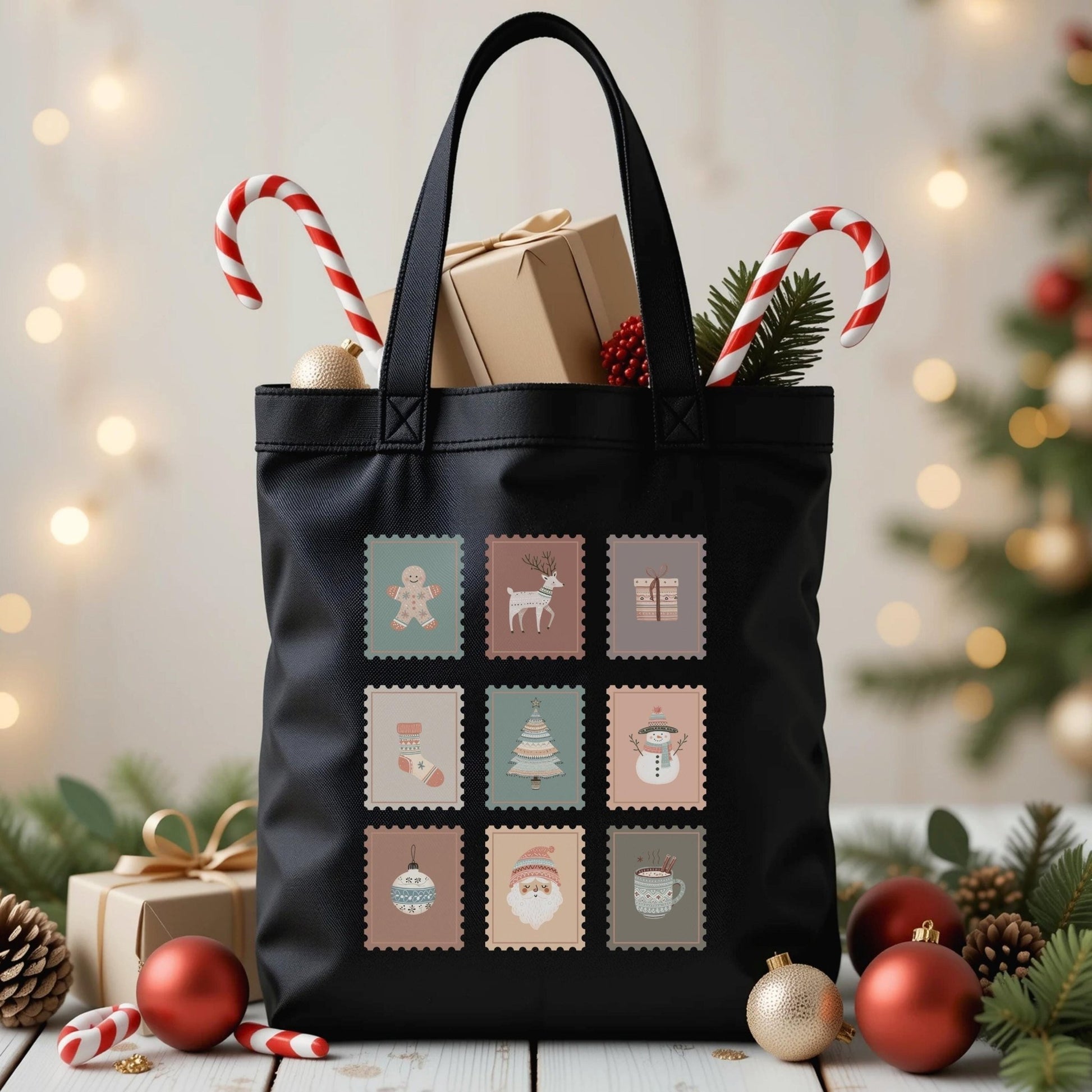 Weihnachts Tasche aus Baumwolle Tragetasche als Mitarbeitergeschenk Nachhaltige Geschenkverpackung Stoffbeutel Weihnachten