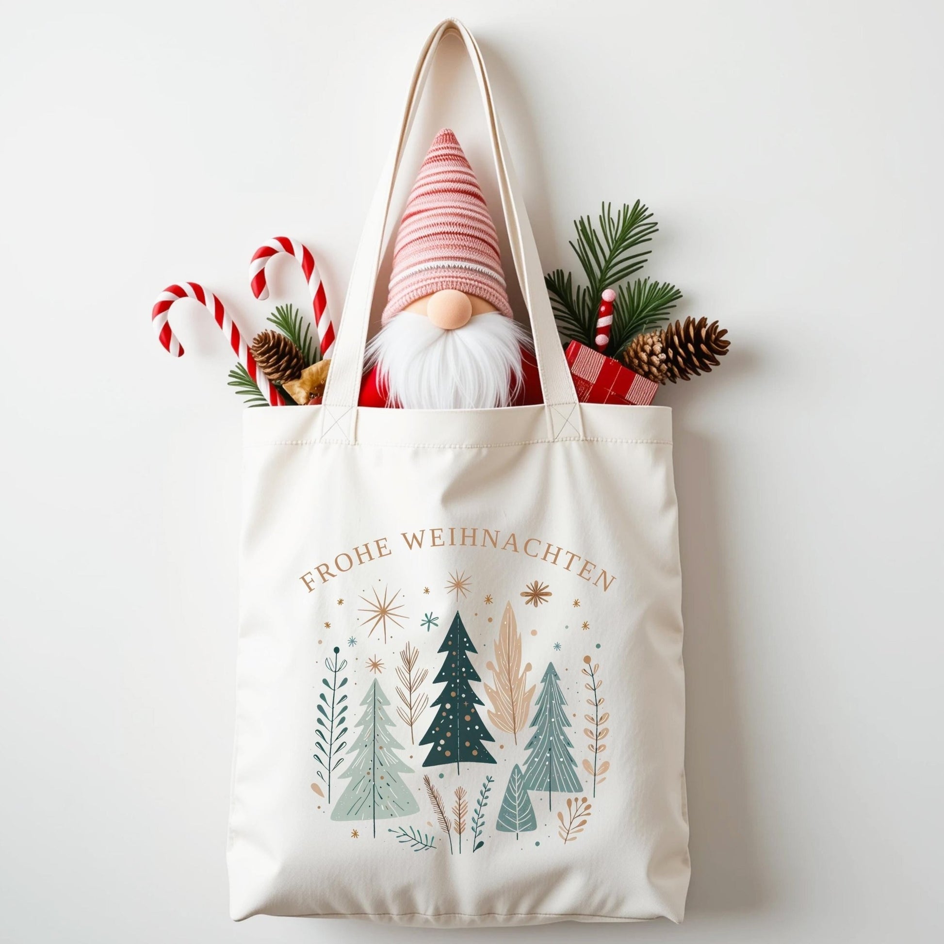 Weihnachts Tasche aus Baumwolle Tragetasche als Mitarbeitergeschenk Nachhaltige Geschenkverpackung Stoffbeutel Weihnachten