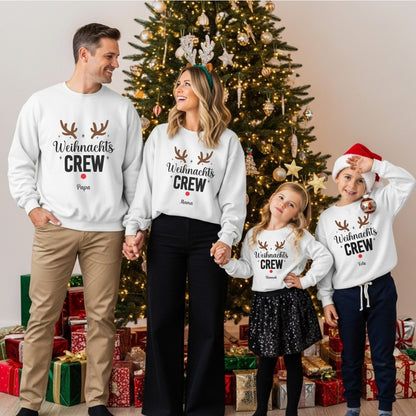 Weihnachtspullover Familie Personalisiert, Partnerlook für Mama, Papa, Mini, Baby Weihnachtsgeschenk Ideen, Pullover Weihnachten