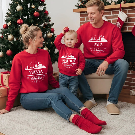 Weihnachtspullover für die Familie Personalisiert, Weihnachten Partnerlook - Mamas & Minis