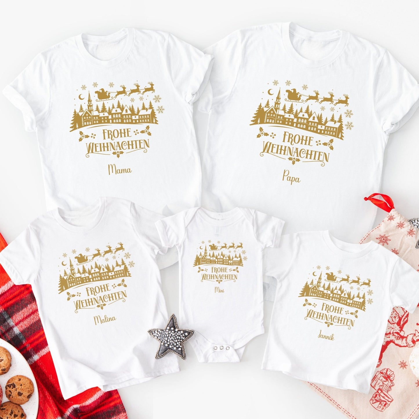 Weihnachtspullover für die Familie Personalisiert, Weihnachtsoutfits für Geschwister, Mama, Papa, Mini, Baby