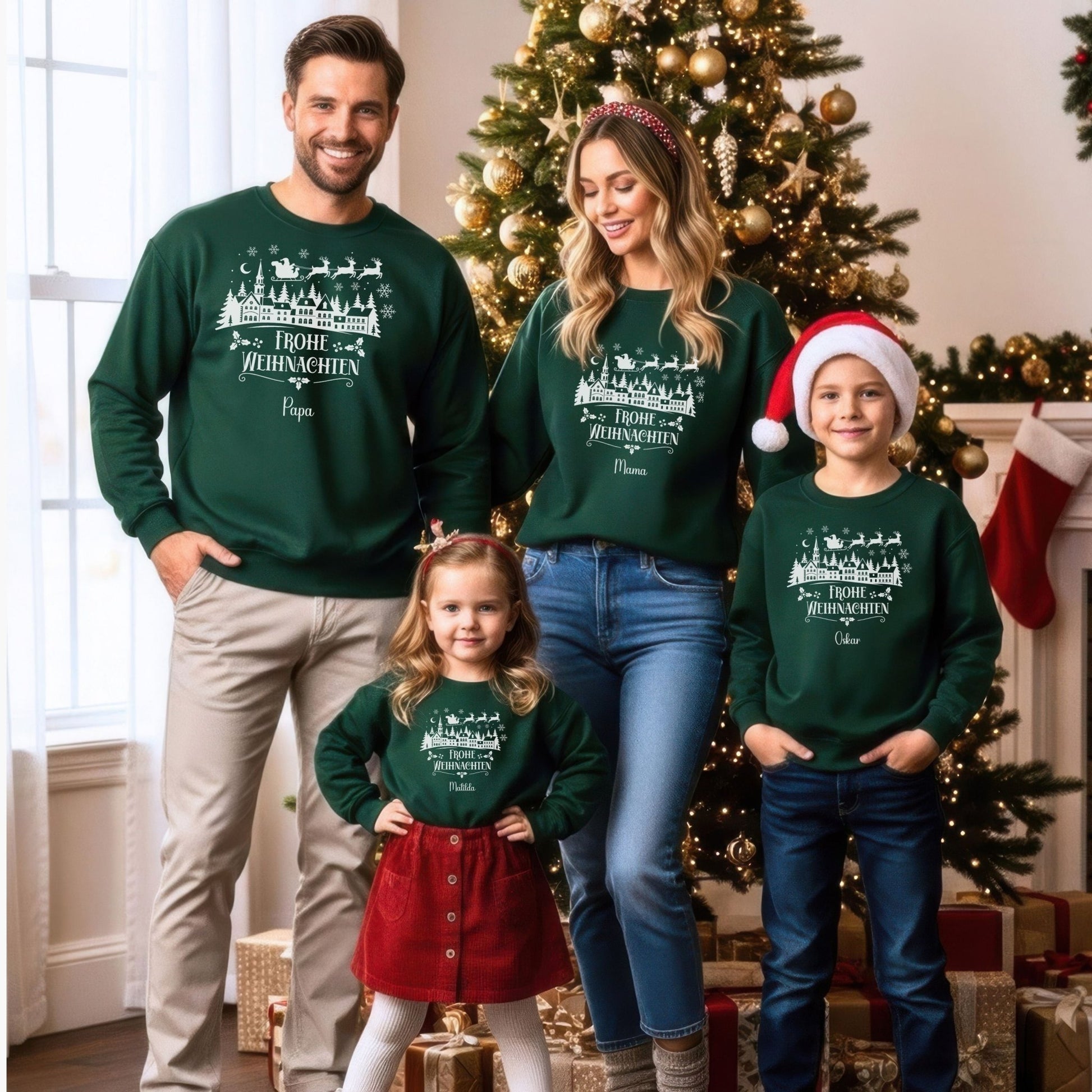Weihnachtspullover für die Familie Personalisiert, Weihnachtsoutfits für Geschwister, Mama, Papa, Mini, Baby