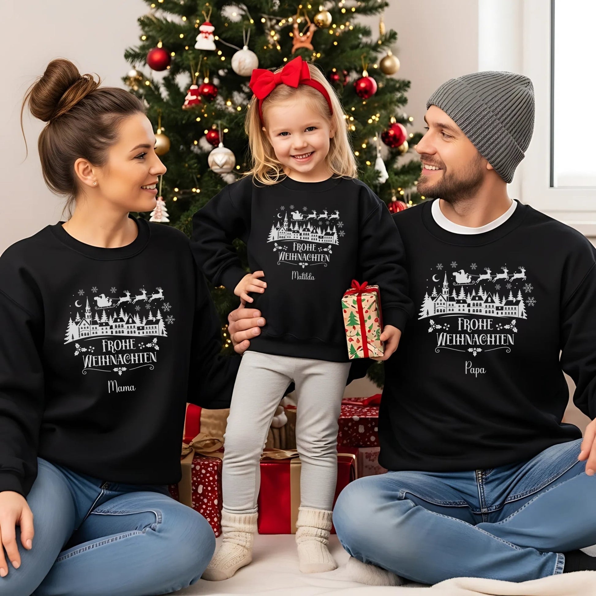 Weihnachtspullover für die Familie Personalisiert, Weihnachtsoutfits für Geschwister, Mama, Papa, Mini, Baby