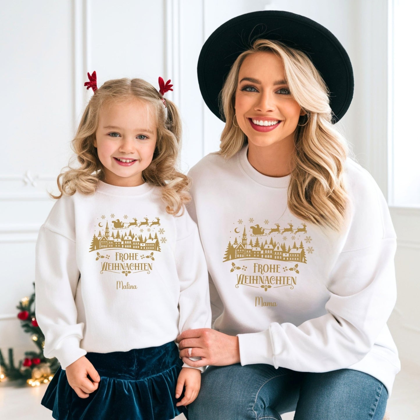 Weihnachtspullover für die Familie Personalisiert, Weihnachtsoutfits für Geschwister, Mama, Papa, Mini, Baby