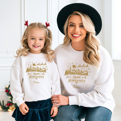 Weihnachtspullover für die Familie Personalisiert, Weihnachtsoutfits für Geschwister, Mama, Papa, Mini, Baby