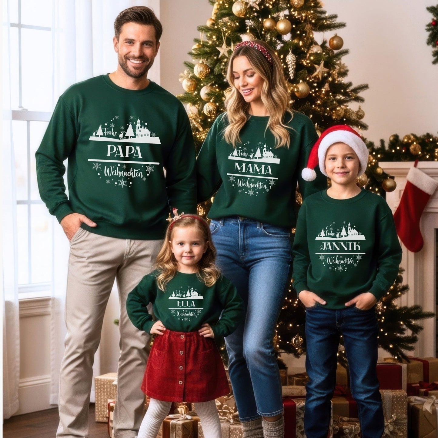 Weihnachtspullover für die Familie Personalisiert, Weihnachtsoutfits für Geschwister, Mama, Papa, Mini, Baby Weihnachten Partnerlook