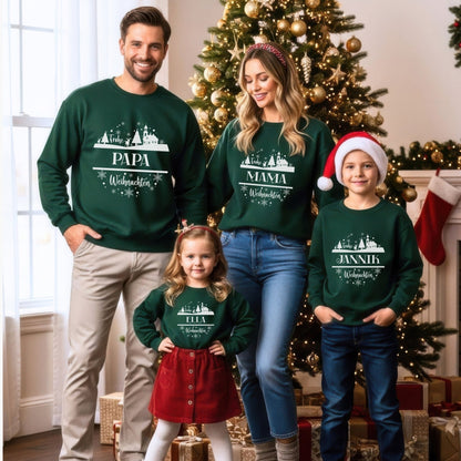 Weihnachtspullover für die Familie Personalisiert, Weihnachtsoutfits für Geschwister, Mama, Papa, Mini, Baby Weihnachten Partnerlook