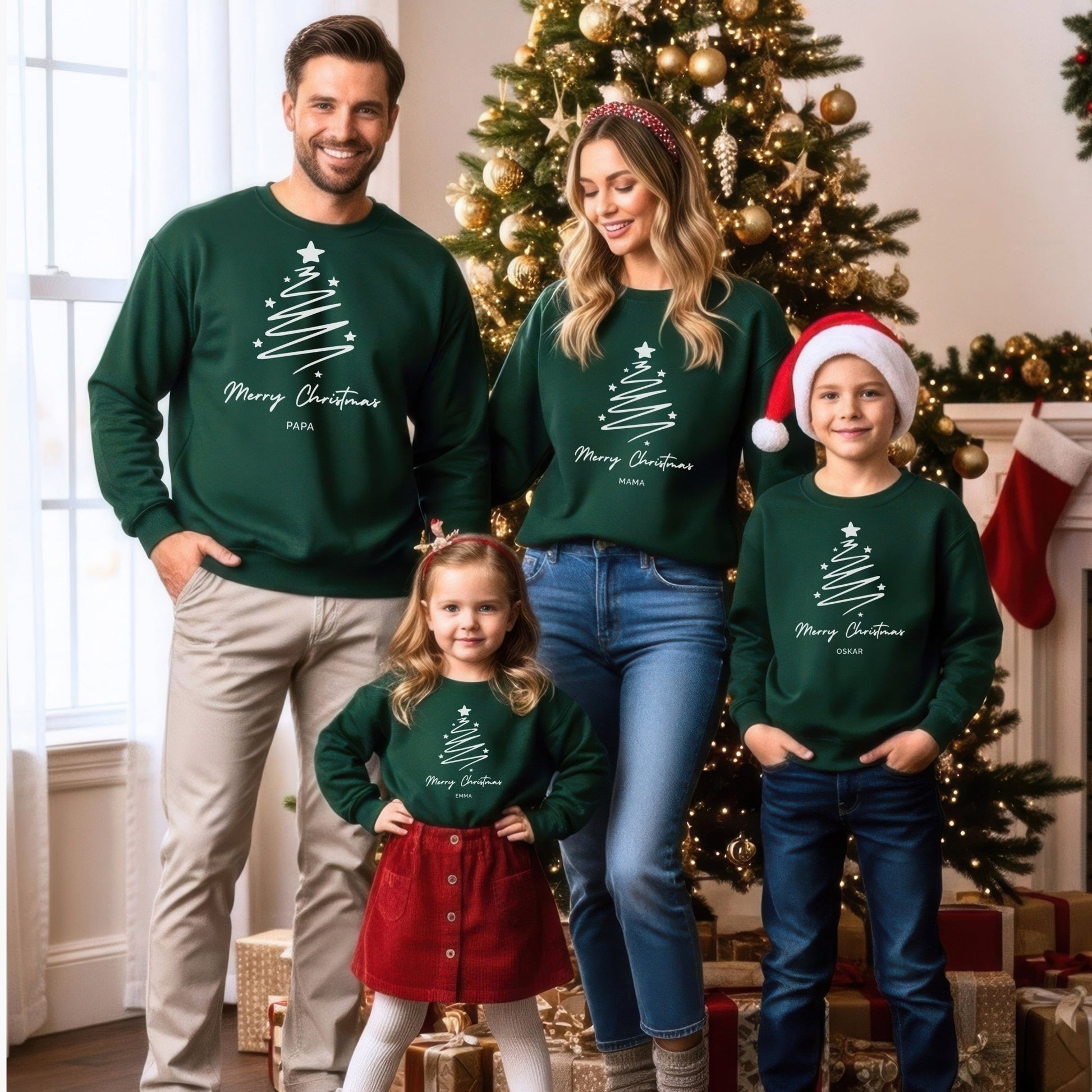 Weihnachtspullover für die Familie Personalisiert, Weihnachtsoutfits für Geschwister, Mama, Papa, Mini, Baby Weihnachten Partnerlook