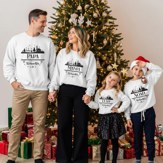 Weihnachtspullover für die Familie Personalisiert, Weihnachtsoutfits für Geschwister, Mama, Papa, Mini, Baby Weihnachten Partnerlook