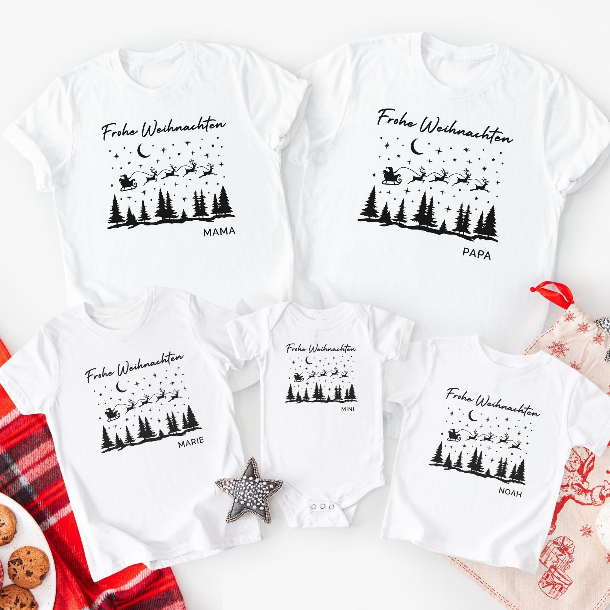 Weihnachtspullover für die Familie Personalisiert, Weihnachtsoutfits für Geschwister, Mama, Papa, Mini, Baby Weihnachten Partnerlook