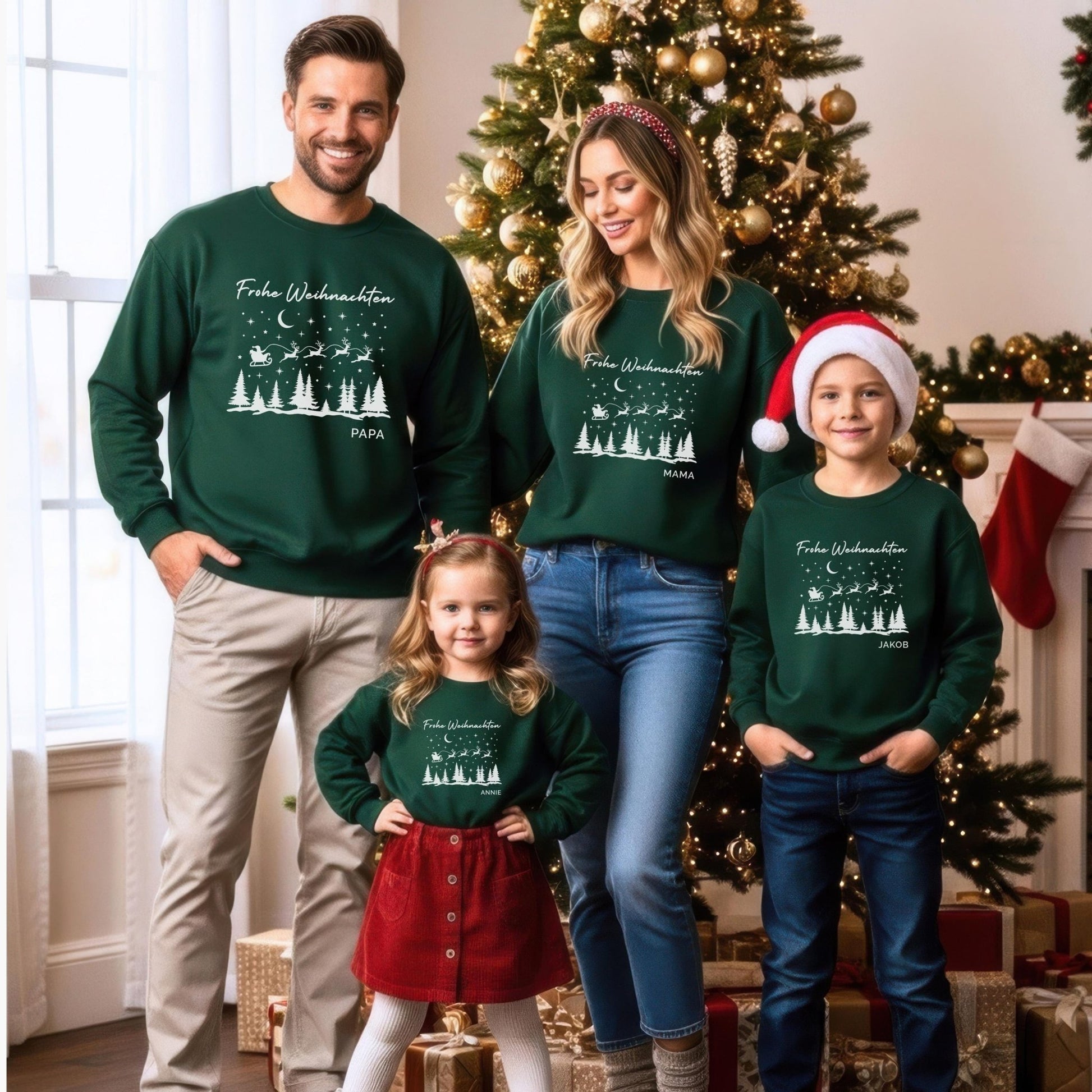 Weihnachtspullover für die Familie Personalisiert, Weihnachtsoutfits für Geschwister, Mama, Papa, Mini, Baby Weihnachten Partnerlook