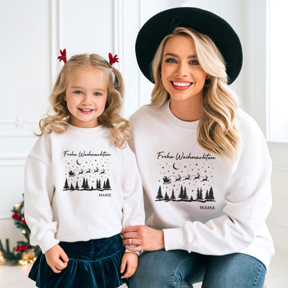 Weihnachtspullover für die Familie Personalisiert, Weihnachtsoutfits für Geschwister, Mama, Papa, Mini, Baby Weihnachten Partnerlook