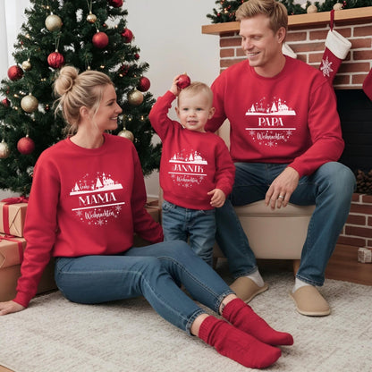 Weihnachtspullover für die Familie Personalisiert, Weihnachtsoutfits für Geschwister, Mama, Papa, Mini, Baby Weihnachten Partnerlook