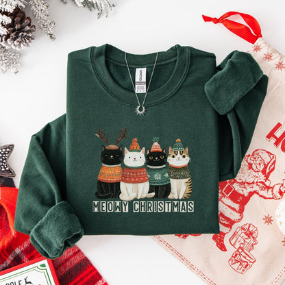 Weihnachtspullover mit Katzen Motiv für Katzenliebhaber